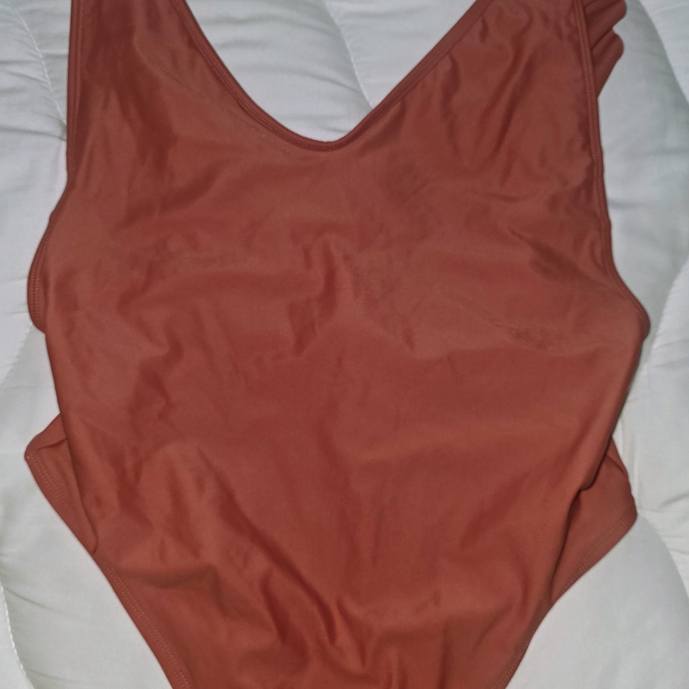 Aerie Rust One-Piece Ruffle Swimsuit